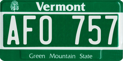 VT license plate AFO757