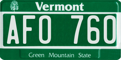 VT license plate AFO760