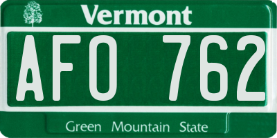 VT license plate AFO762
