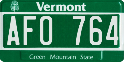 VT license plate AFO764