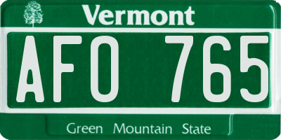 VT license plate AFO765