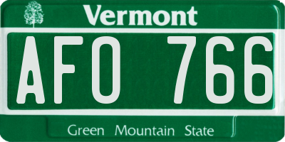 VT license plate AFO766