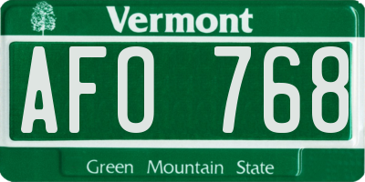 VT license plate AFO768