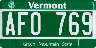 VT license plate AFO769