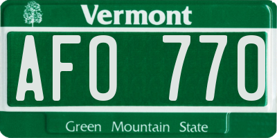 VT license plate AFO770