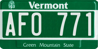 VT license plate AFO771