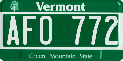 VT license plate AFO772