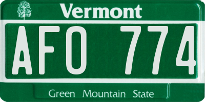 VT license plate AFO774