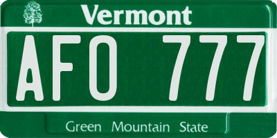 VT license plate AFO777