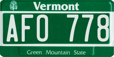VT license plate AFO778