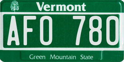 VT license plate AFO780