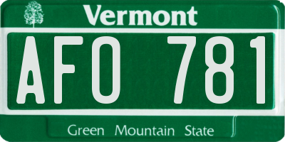 VT license plate AFO781