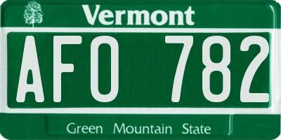 VT license plate AFO782
