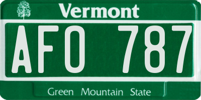 VT license plate AFO787