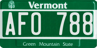 VT license plate AFO788