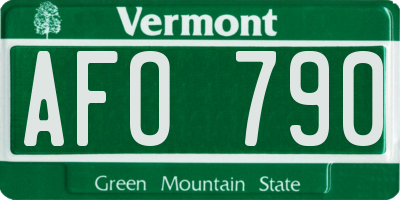 VT license plate AFO790
