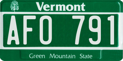 VT license plate AFO791