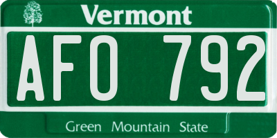 VT license plate AFO792