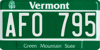 VT license plate AFO795