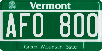 VT license plate AFO800