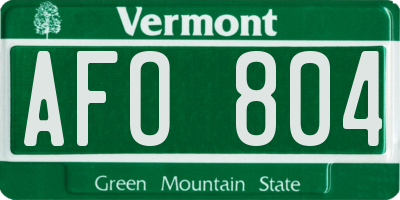 VT license plate AFO804
