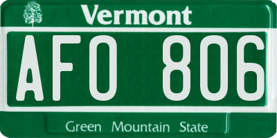 VT license plate AFO806