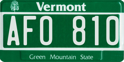 VT license plate AFO810
