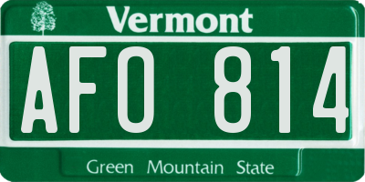 VT license plate AFO814