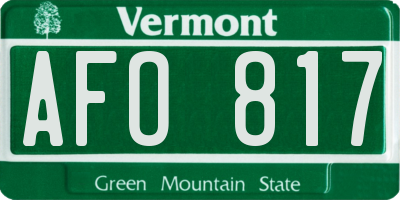 VT license plate AFO817
