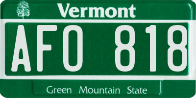 VT license plate AFO818