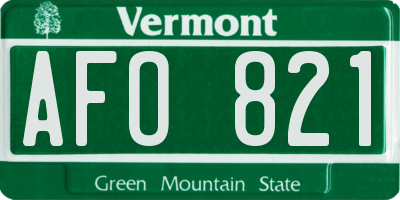 VT license plate AFO821