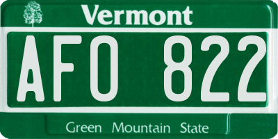 VT license plate AFO822