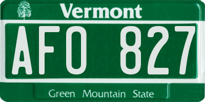 VT license plate AFO827