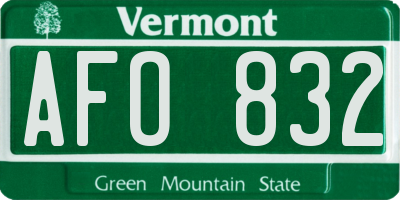 VT license plate AFO832