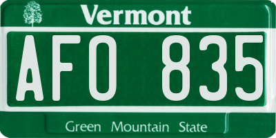 VT license plate AFO835