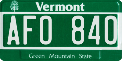 VT license plate AFO840