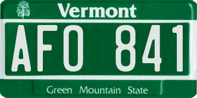 VT license plate AFO841