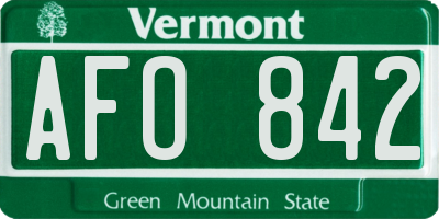 VT license plate AFO842