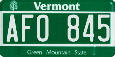 VT license plate AFO845