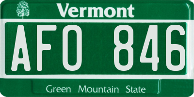 VT license plate AFO846