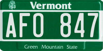 VT license plate AFO847