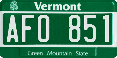 VT license plate AFO851