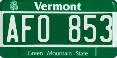 VT license plate AFO853