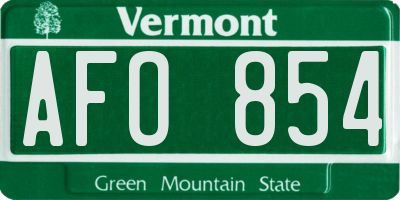 VT license plate AFO854