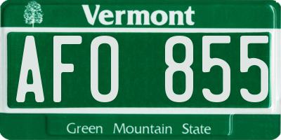 VT license plate AFO855