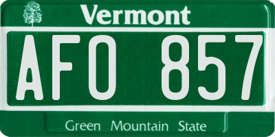 VT license plate AFO857