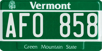 VT license plate AFO858