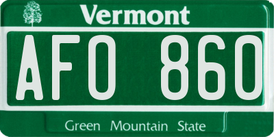 VT license plate AFO860