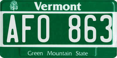 VT license plate AFO863