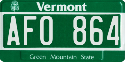 VT license plate AFO864